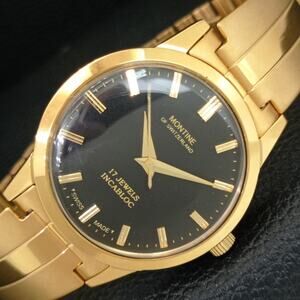 Vintage 1984 Montine Of Switzerland  Manual Mens Gold Watch W/Steel Strap